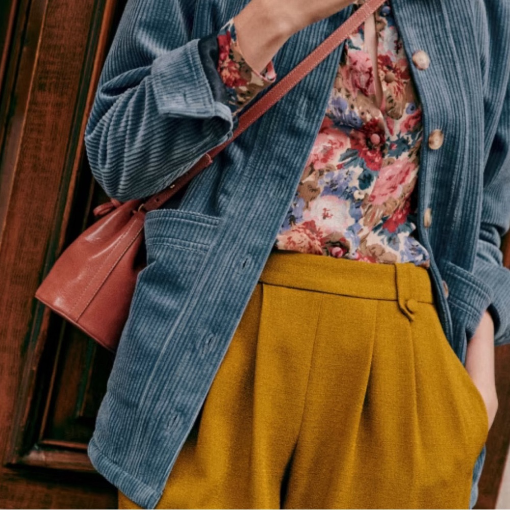 NWT Sezane Blue Courderoy style jacket size Small